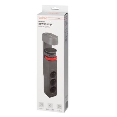 Przedłużacz biurkowy 3-krotny 2P+Z  2xUSB+1 typu C 1,5m ORNO (PS-5/G/1,5M)
